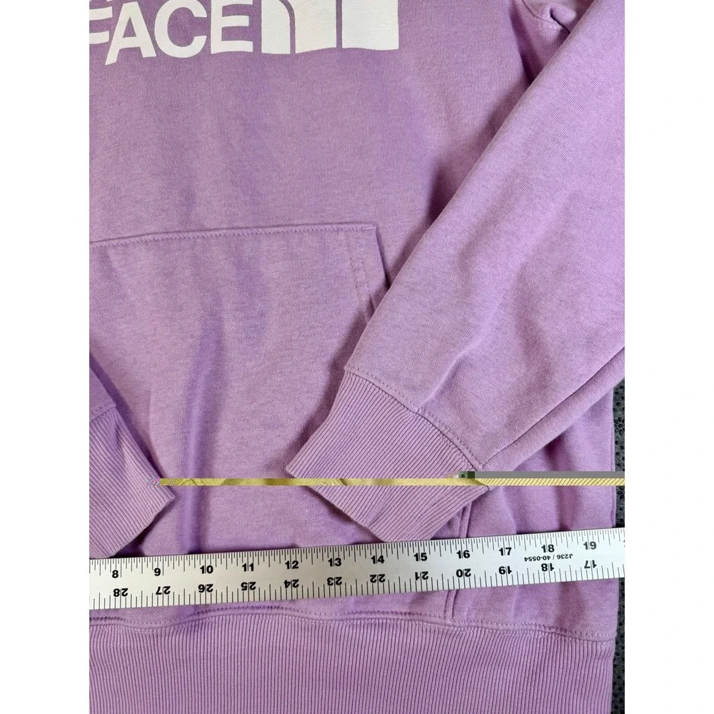 The North Face Hoodie Mens M Pullover Sweatshirt Logo Fleece Spellout Purple
